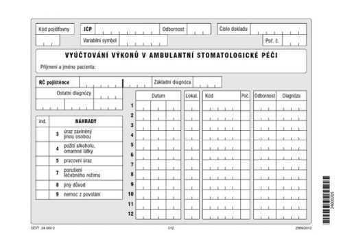 01S- Vyúčtování výkonů v ambulantní stomatologické péči - volné listy A5