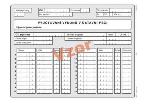 02- Vyúčtování výkonů v ústavní péči - volné listy A5