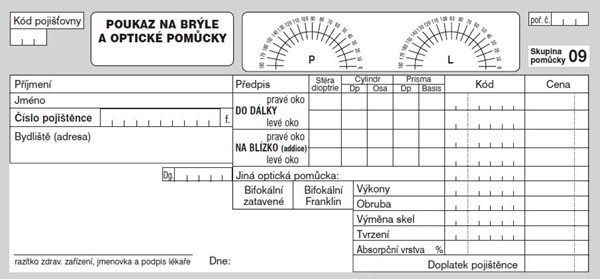 12- Poukaz na brýle a optické pomůcky - volné listy 1/3 A4