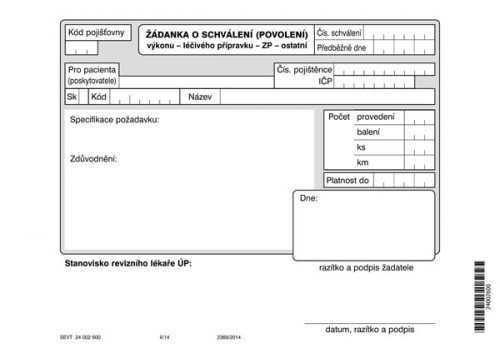 21 -Žádanka o schválení (povolení) výkonu - léčivého přípravku - ZP - ostatní - složka A5 2 l.