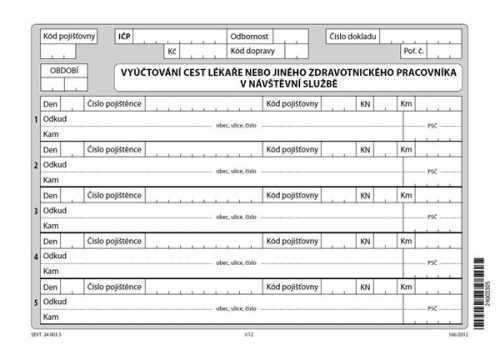 36- Vyúčtování cest lékaře nebo jiného zdravotního pracovníka v návštěvní službě - volné listy A5