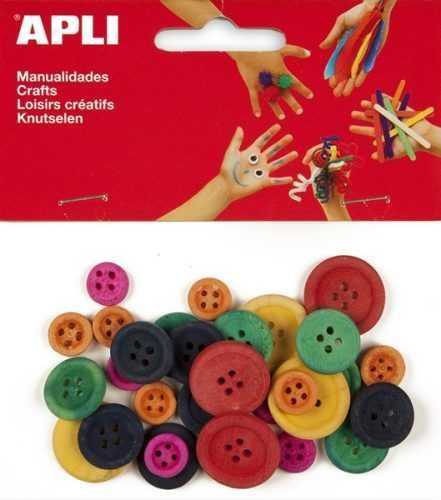 APLI Dřevěné knoflíky - barevný mix - 30 ks