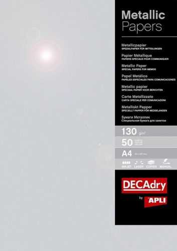 APLI Metalický papír A4 130 g - stříbrný