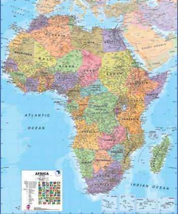 Afrika - politické rozdělení - nástěnná mapa - 1:8 000 000 /MapsInt-TerraNova/ - 101x121cm