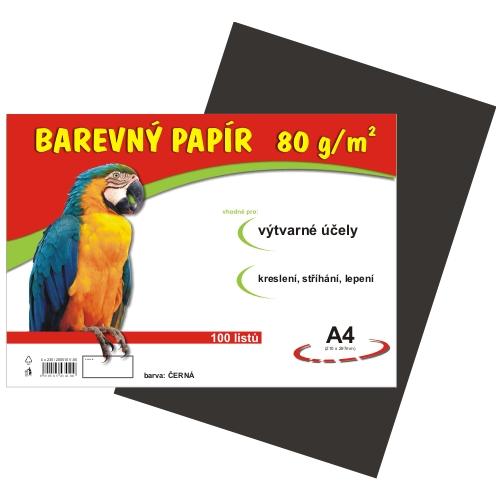 Barevný papír A4 80 g - 100 ks - černý