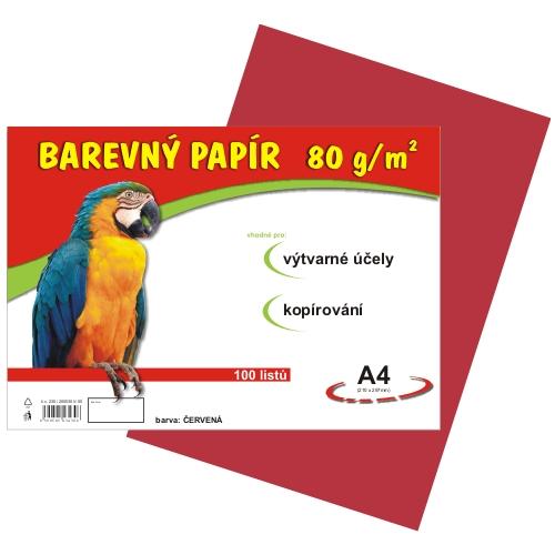 Barevný papír A4 80 g - 100 ks - červený