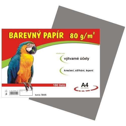 Barevný papír A4 80 g - 100 ks - šedý