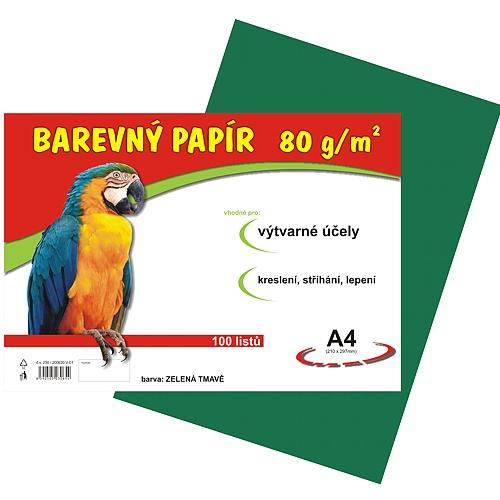 Barevný papír A4 80 g - 100 ks - tmavě zelený