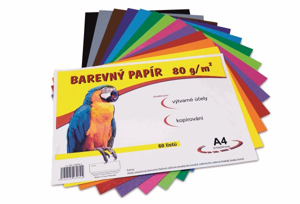 Barevný papír A4 80 g - 60 ks - 12 barev