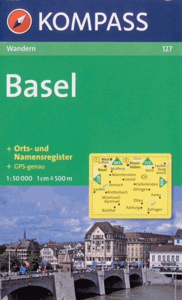 Basel - mapa Kompass č. 127 - v měřítku 1:50t /Švýcarsko/ - skládaná mapa