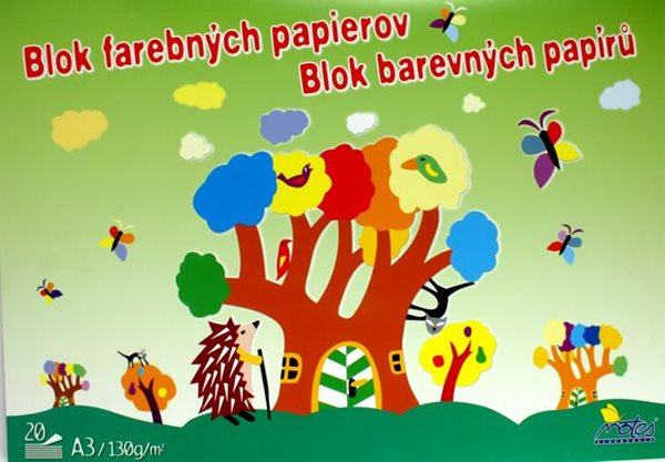 Blok barevných papírů A3 130 g - 20 listů