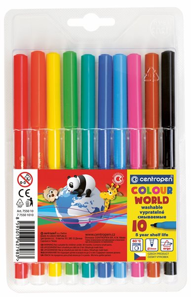 Centropen Popisovač COLOUR WORLD 7550 trojboký - sada 10 barev