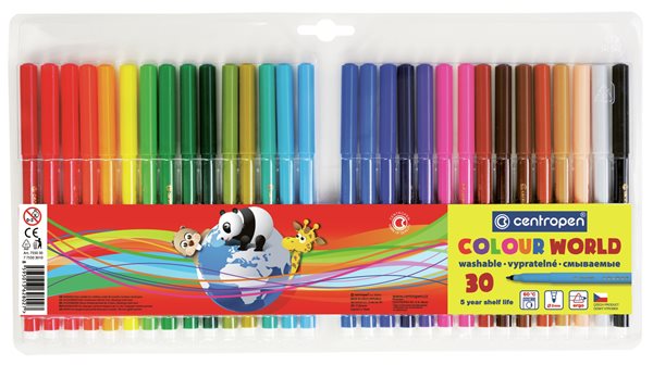 Centropen Popisovač COLOUR WORLD 7550 trojboký - sada 30 barev