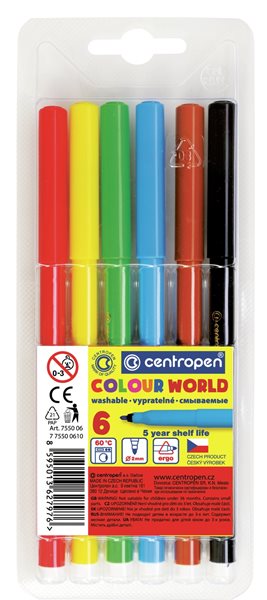 Centropen Popisovač COLOUR WORLD 7550 trojboký - sada 6 barev