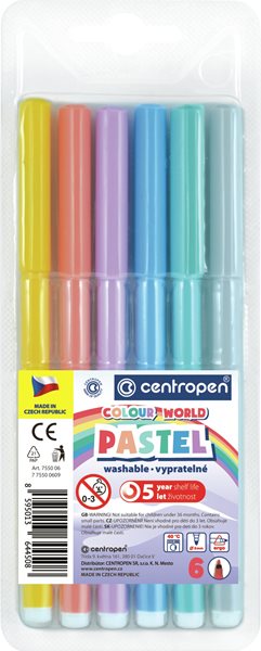 Centropen Popisovač COLOUR WORLD 7550 trojboký - sada 6 pastelových barev