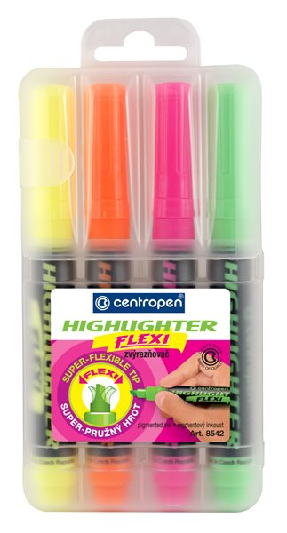 Centropen Zvýrazňovač HIGHLIGHTER FLEXI 8542/4 - sada 4 barev