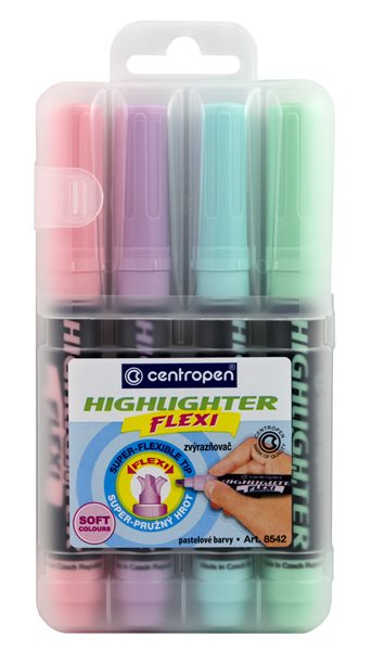 Centropen Zvýrazňovač HIGHLIGHTER FLEXI 8542/4 - sada 4 pastelových barev