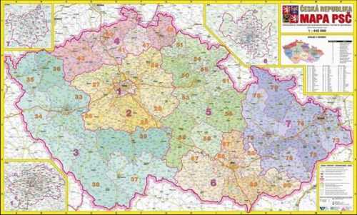 Česká republika PSČ - 1:440 000 - nástěnná mapa - 113x71cm