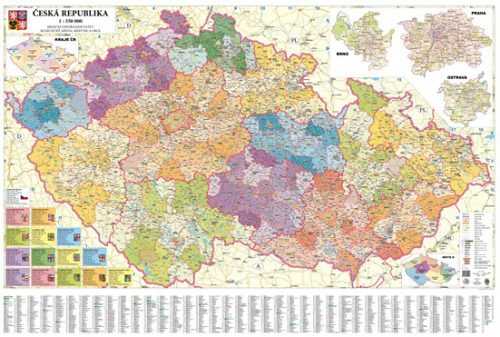 Česká republika administrativní nástěnná mapa 1:350 000 - 137x95