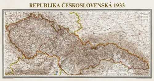 Československo 1933 - nástěnná mapa - 1:1 250 000 - 112x60cm
