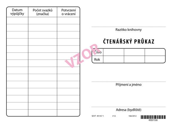 Čtenářský průkaz - dvoulist A7