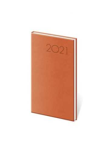 Diář 2021 týdenní kapesní Print - oranžová - 8x15 cm