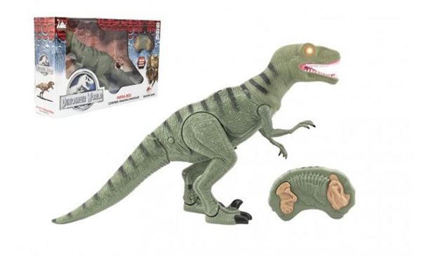 Dinosaurus chodící IC velociraptor plast 50 cm na baterie se zvukem se světlem