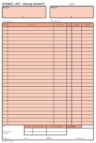 Dodací list /samopropis/ - blok A4 100 l.
