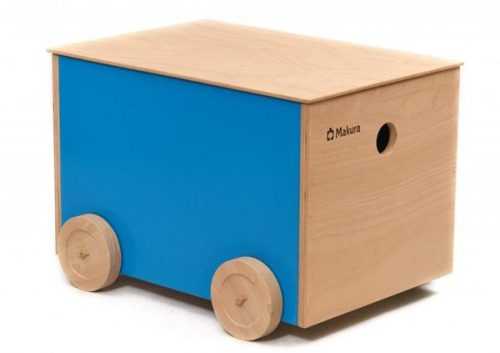 Dřevěný box na kolečkách - fialový