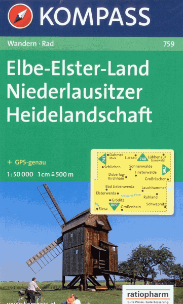Elbe-Elster-Land - mapa Kompass č. 759 v měřítku 1:50t /Německo/ - skládaná mapa