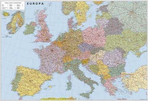 Evropa silniční - politické rozdělení -2A0- 1:2 835 000 - nástěnná mapa /ZES/ - 150x110cm