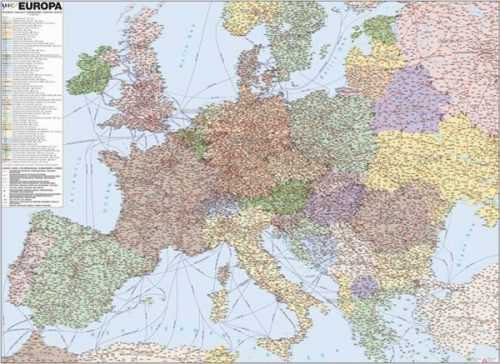 Evropa - železniční - 1:3 400 000 - nástěnná mapa /ZES/ - 113x84cm