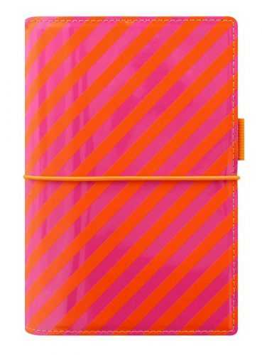 Filofax Kroužkový diář 2021 Domino Patent osobní - oranžovorůžové pruhy