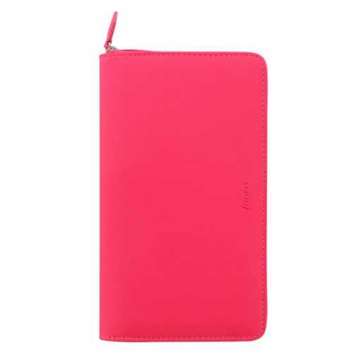 Filofax Kroužkový diář 2021 Saffiano Fluoro osobní compact zip - růžový