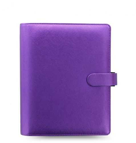 Filofax Kroužkový diář 2021 Saffiano Metallic A5 - fialová
