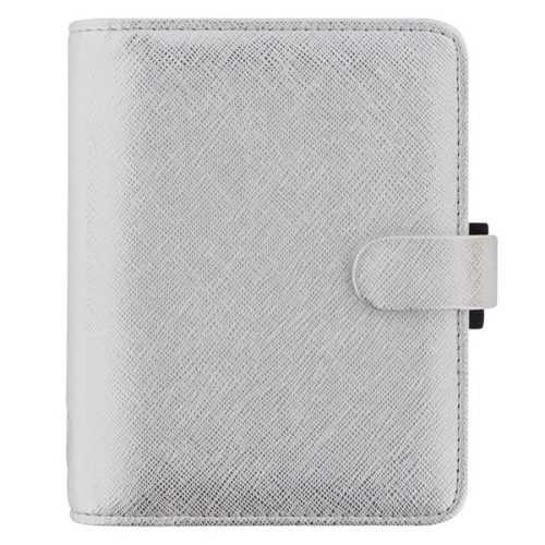 Filofax Kroužkový diář 2021 Saffiano Metallic kapesní - Silver