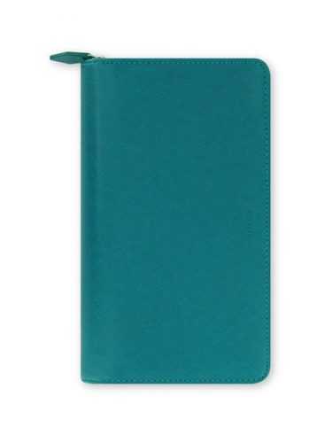 Filofax Kroužkový diář 2021 Saffiano osobní compact zip - akvamarín - 208 x 125 x 31 mm