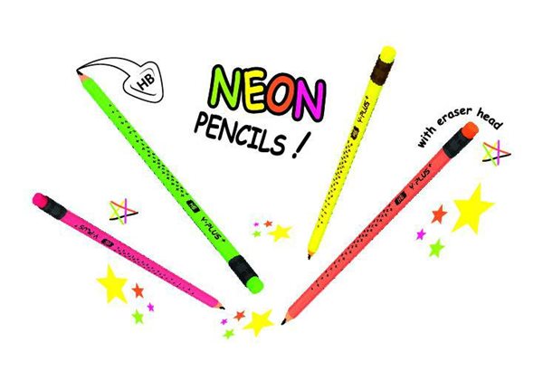Grafitová tužka STAR NEON trojhranná s gumou