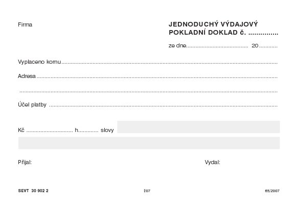 Jednoduchý výdajový pokladní doklad samopropis - blok A6