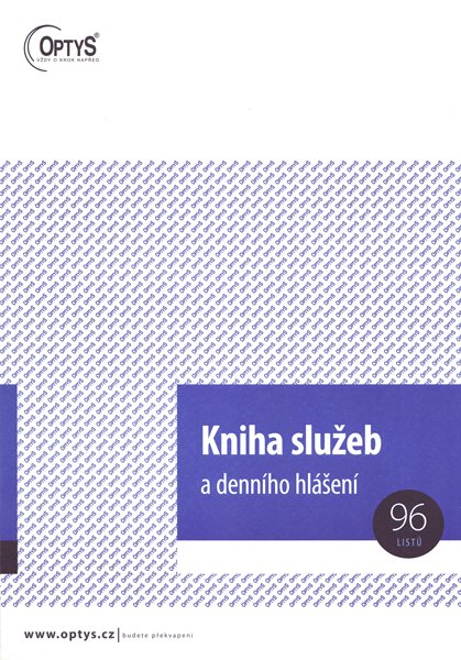 Kniha služeb a denního hlášení A4 - Nepropisující tiskopis. Blik 100 listů. Formát A4 na výšku. Modrofialová obálka. Tiskopis je určen zejména pro bezpečnostní agentury.