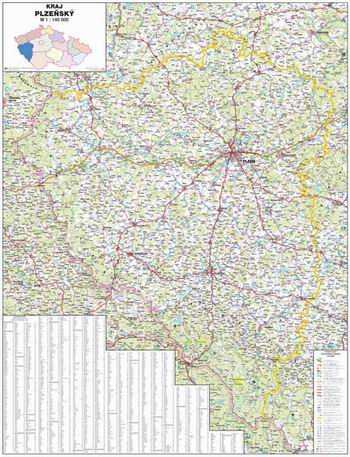 Kraj - Plzeňský -ZES- 1:140 000 - nástěnná mapa - 83x109cm(šířka)