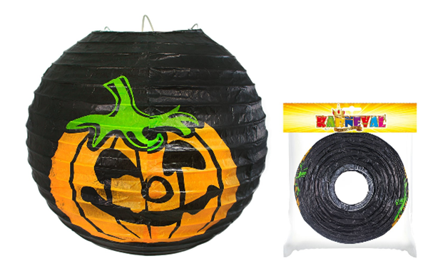 Lampion koule 25 cm s dýní Halloween vyztužený