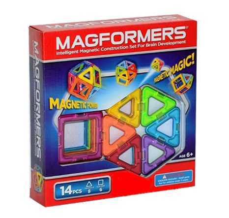 Magformers - 14 (14 dílů- 6 čtverců a 8 trojúhelníků)