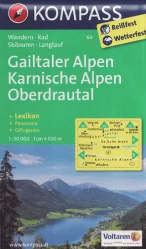 Mapa Gailtaler Alpen - Karnische Alpen - Oberdrautal Kompass 1: 50 tis.