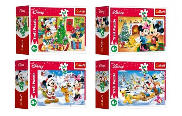 Minipuzzle Vánoce s Mickeym 54 dílků