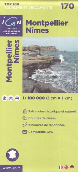 Montpellier Nimes 1:100 000 Cyklomapa IGN