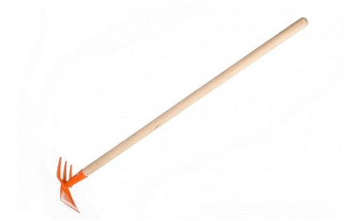 Motyka/ Motyčka oboustranná oranžová kovová s dřevěnou násadou 80 cm