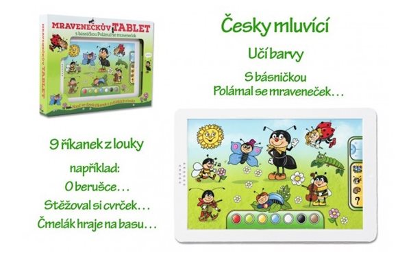 Mravenečkův tablet plast 30 x 20 x 2cm na baterie se zvukem