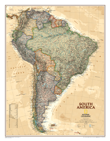Nástěnná mapa Jižní Amerika National Geographic - 60x80 cm
