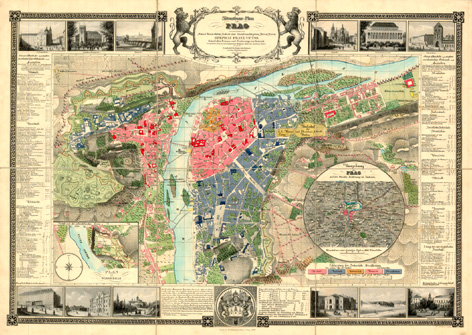 Nástěnná mapa PRAG - PRAHA 1847 - 140x100